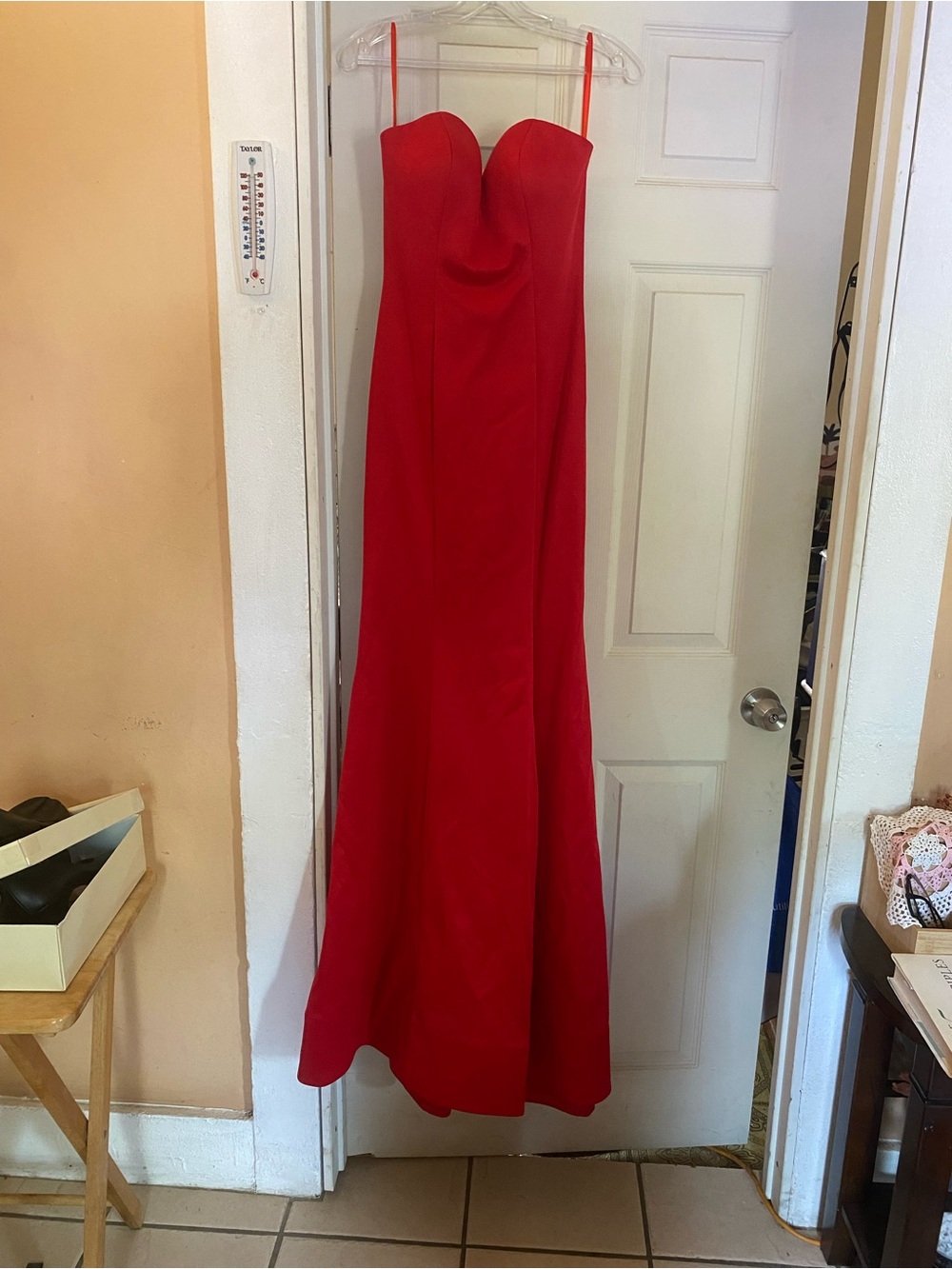 Red evening gown